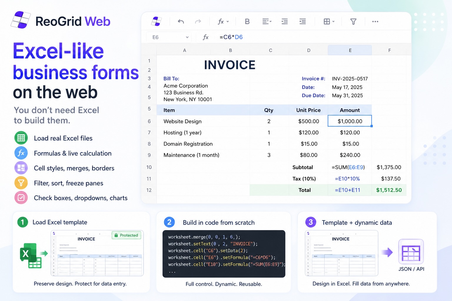 Excel-like business forms on the web — you don't need Excel to build them