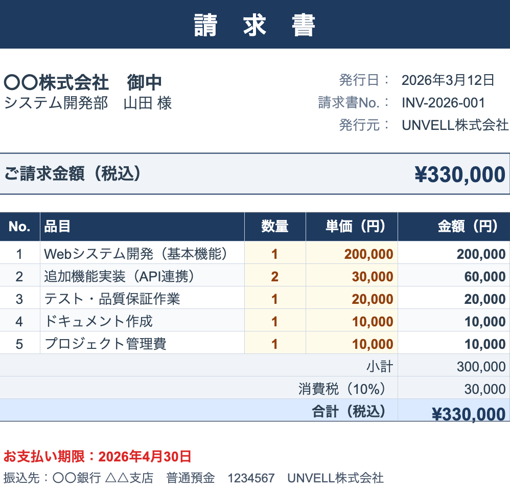 請求書（数式）